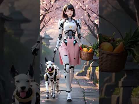 Beauty Robot Walking with Dog – A Futuristic Companion! 🤖🐶#robots #robot